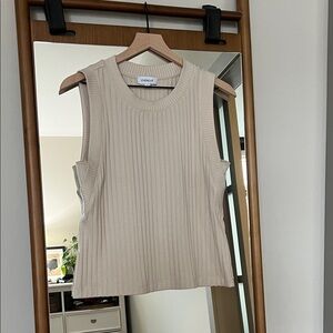 Evereve Beige Ribbed Tank Top